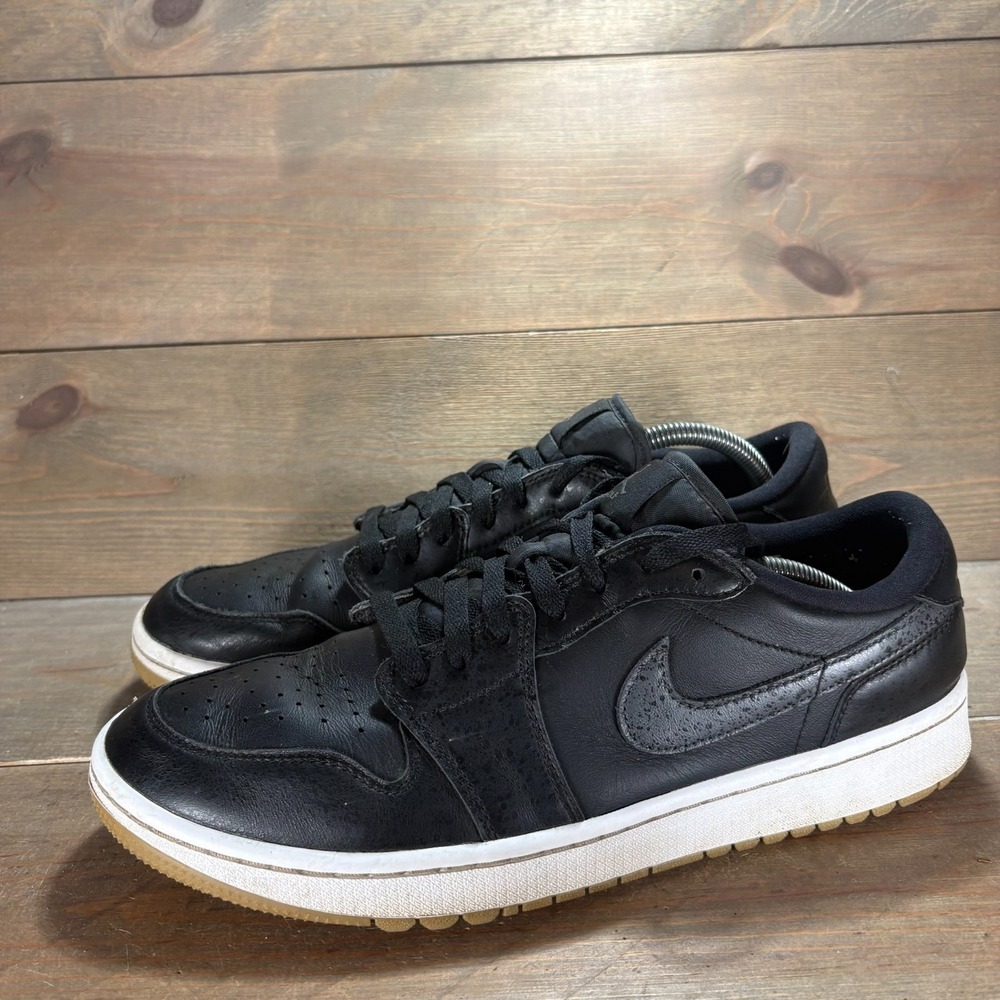 Nike Air Jordan 1 Low Golf Mens size 10 shoes Black Leather Gum Sole golf shoes